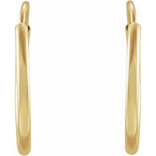 14K Yellow 12 mm Flexible Endless Hoop Earrings