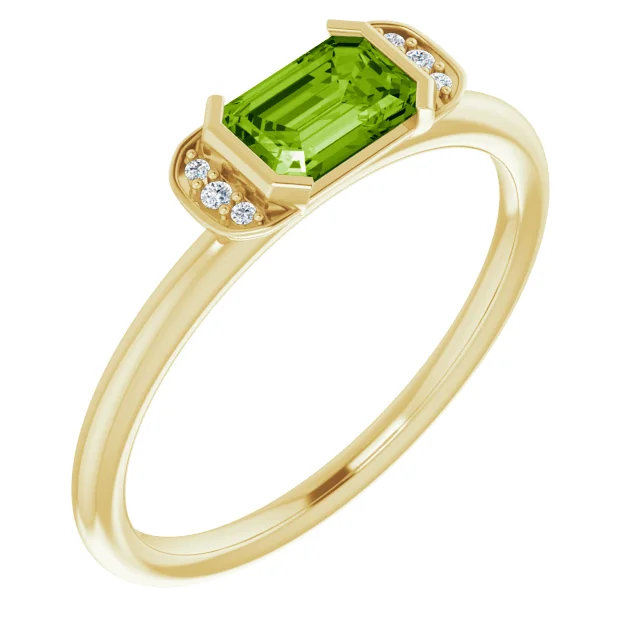 14K Yellow Peridot & .02 CTW Diamond Stackable Ring-