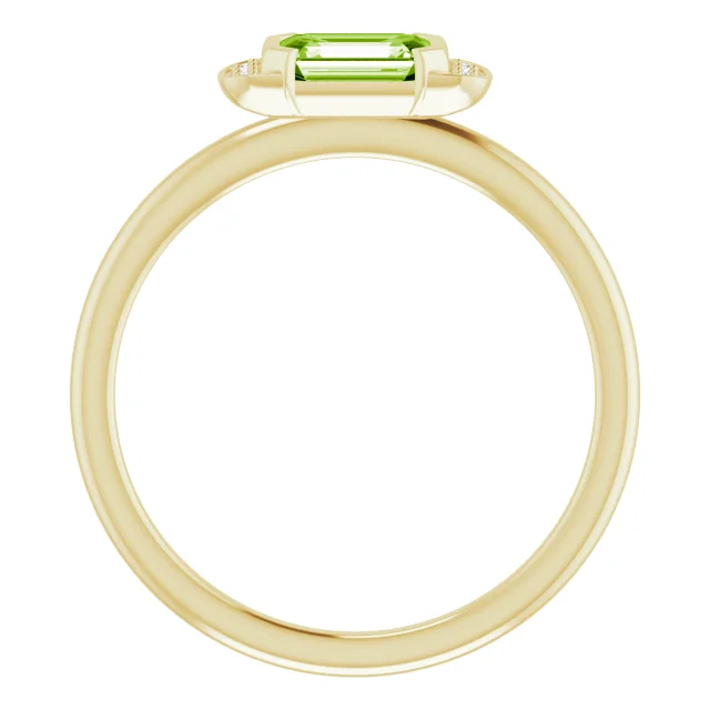 14K Yellow Peridot & .02 CTW Diamond Stackable Ring-