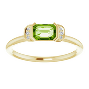 14K Yellow Peridot & .02 CTW Diamond Stackable Ring-