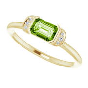 14K Yellow Peridot & .02 CTW Diamond Stackable Ring-