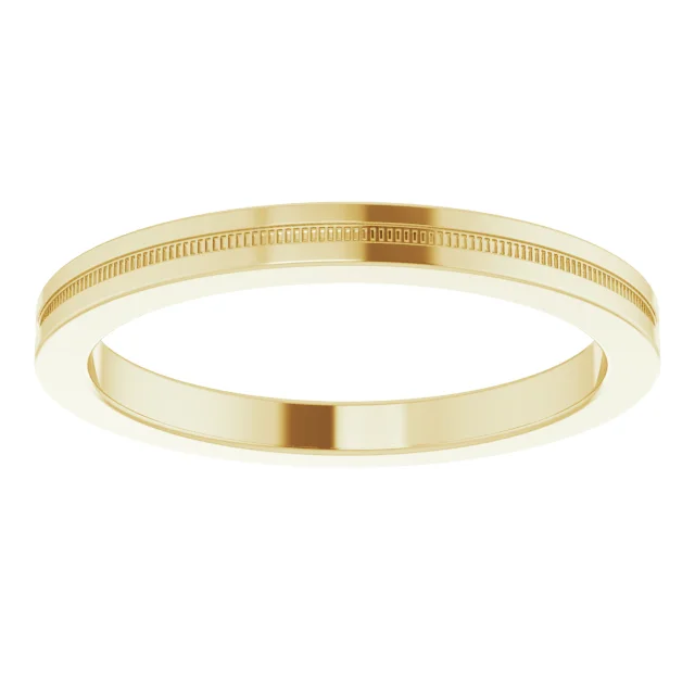 14K Yellow 2 mm Flat Edge Band with Milgrain Size 5.5-