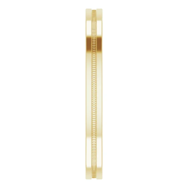 14K Yellow 2 mm Flat Edge Band with Milgrain Size 5.5-