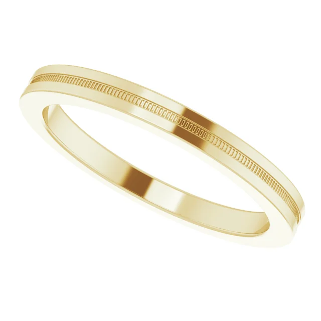 14K Yellow 2 mm Flat Edge Band with Milgrain Size 5.5-