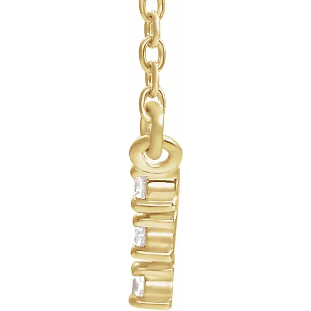 14K Yellow 1/4 CTW Diamond Art Deco 18" Necklace-