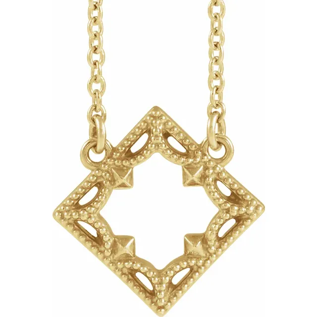 14K Yellow Vintage-Inspired Geometric 18" Necklace-