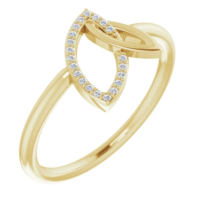 14K Yellow .05 CTW Diamond Double Leaf Ring-