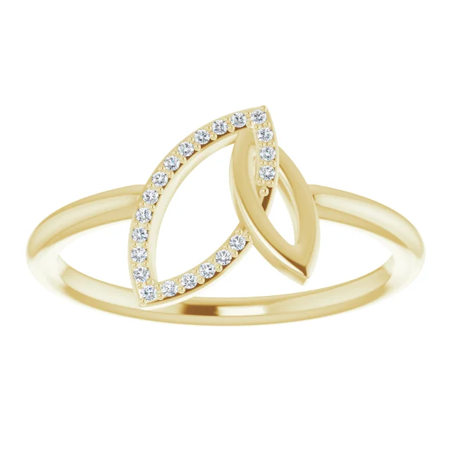 14K Yellow .05 CTW Diamond Double Leaf Ring-