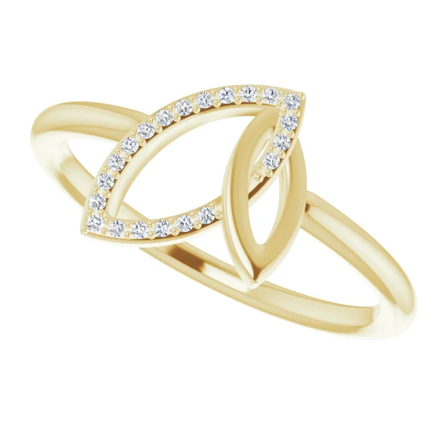 14K Yellow .05 CTW Diamond Double Leaf Ring-