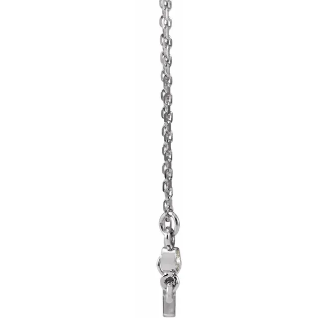 14K White .03 CTW Diamond Sideways Cross 16-18" Necklace-