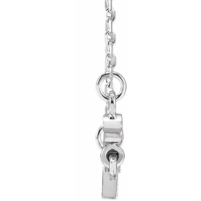 14K White .03 CTW Diamond Sideways Cross 16-18" Necklace-