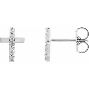 14K White .06 CTW Diamond Cross Earrings-