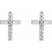 14K White .06 CTW Diamond Cross Earrings-