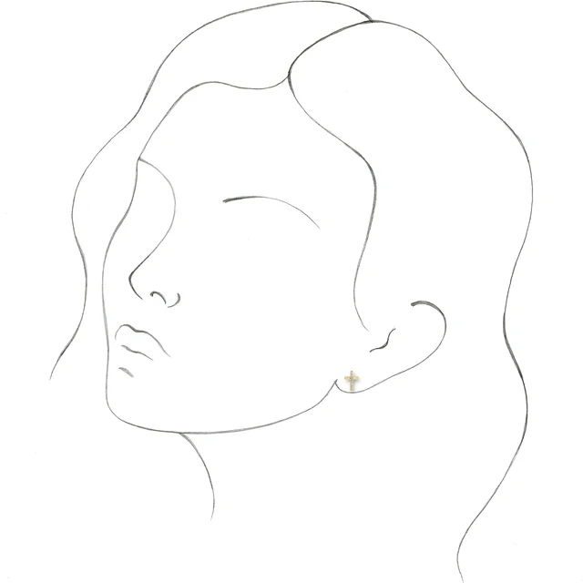 14K White .06 CTW Diamond Cross Earrings-