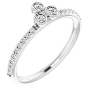 Platinum 1/5 CTW Diamond Three-Stone Asymmetrical Stackable Ring-
