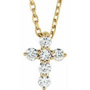 14K Yellow 8.7x6.6 mm 1/6 CTW Diamond Cross 16-18" Necklace-