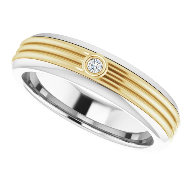 14K White & Yellow .02 CTW Diamond Men's Ring-11.00(aproximate standard size)-