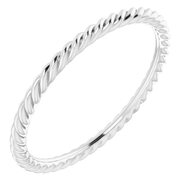 14K White 1.5 mm Skinny Rope Band Size 7-