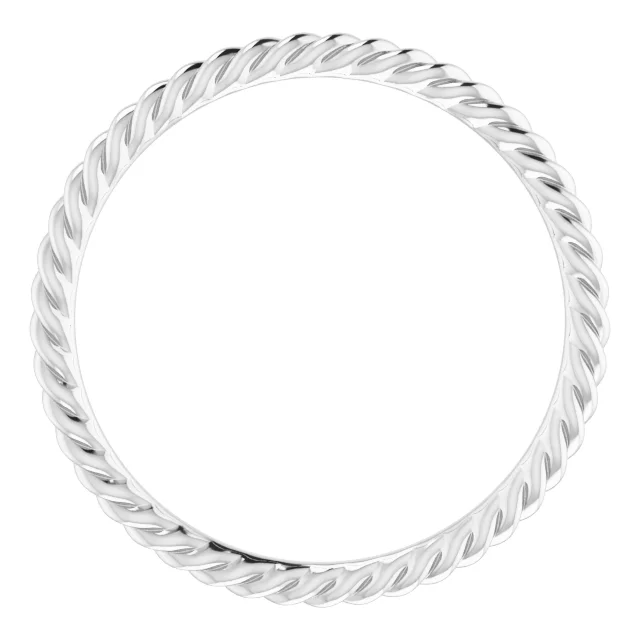 14K White 1.5 mm Skinny Rope Band Size 7-