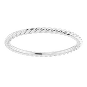 14K White 1.5 mm Skinny Rope Band Size 7-