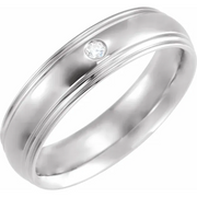 Platinum .04 CT Diamond Half Round Edge Band Size 12.5-12.5-