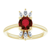 14K Yellow Garnet & 1/4 CTW Diamond Ring-7.00 (approximate standard size)-