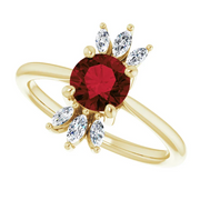 14K Yellow Garnet & 1/4 CTW Diamond Ring-7.00 (approximate standard size)-