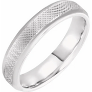 14K X1 White 5 mm Knurled Beveled-Edge Band Size 18.5-18.5-