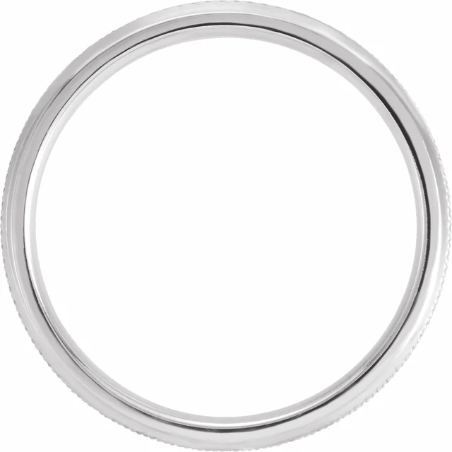 14K X1 White 5 mm Knurled Beveled-Edge Band Size 18.5-18.5-
