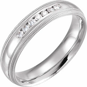 14K White 1/4 CTW Diamond Half Round 5 mm Double Milgrain Size 8-