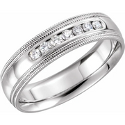 14K White 1/4 CTW Diamond Half Round 5 mm Double Milgrain Size 8-