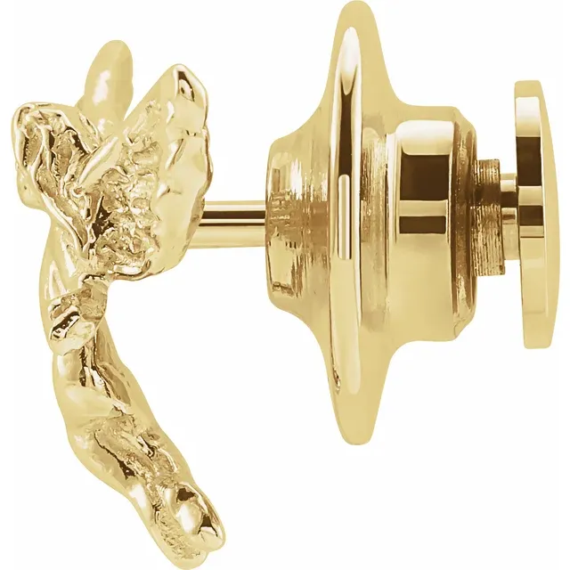 14K Yellow 13x12 mm Dancing Angel Lapel Pin-