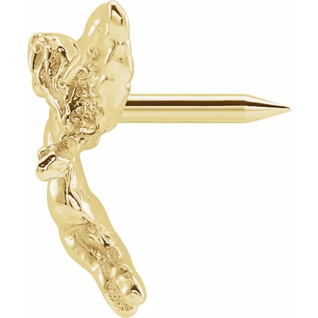 14K Yellow 13x12 mm Dancing Angel Lapel Pin-