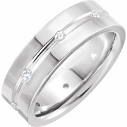 14K White 1/6 CTW Diamond Grooved Band Size 6-6.00(approximate standard size)-