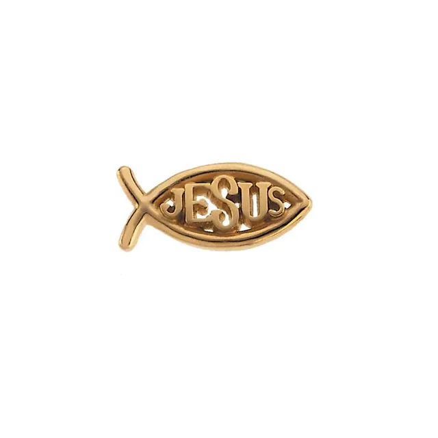 10K Yellow 18x8 mm Ichthus (Fish) Jesus Lapel Pin-