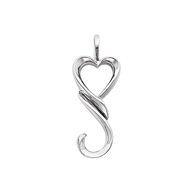 14K White 32.5x12.75 mm Heart Pendant-