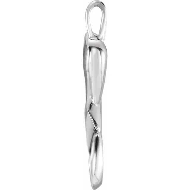 14K White 32.5x12.75 mm Heart Pendant-