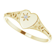 14K Yellow .01 Diamond Heart Ring-