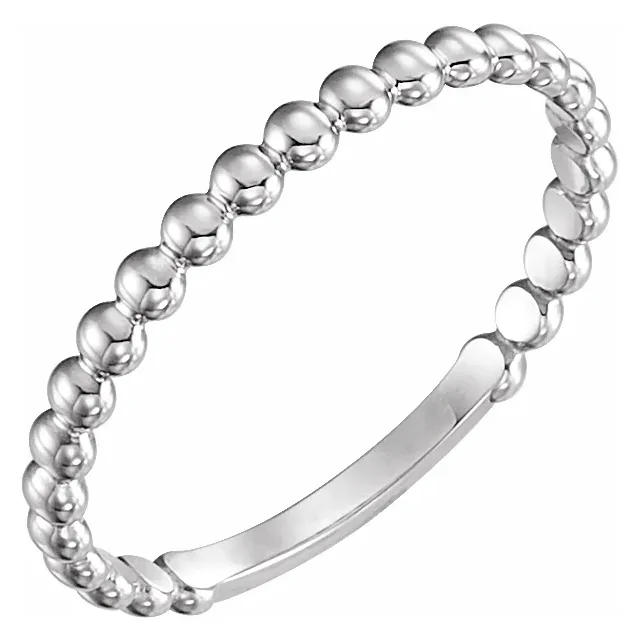 14K White 2.5 mm Stackable Bead Ring-