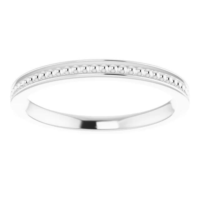 14K White Stackable Bead Ring Size 6-6.00(approximate standard size)-