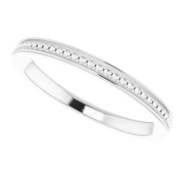 14K White Stackable Bead Ring Size 6-6.00(approximate standard size)-