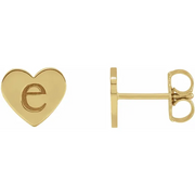 14K Yellow Engravable Heart Earrings-