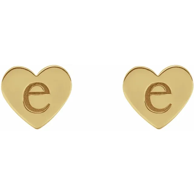 14K Yellow Engravable Heart Earrings-
