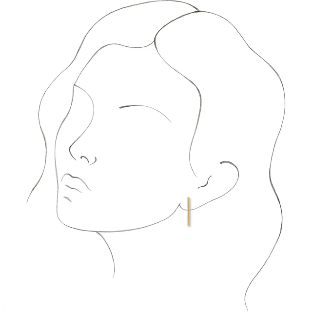 14K Yellow 24x2 mm Bar Earrings-