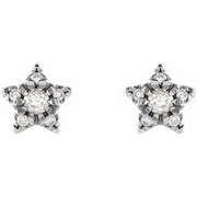 14K White 1/10 CTW Diamond Star Earrings-