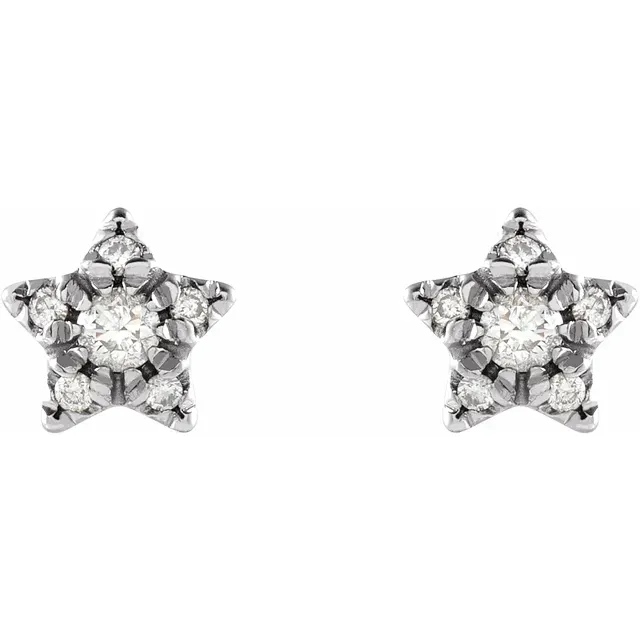 14K White 1/1 CTW Diamond Star Earrings