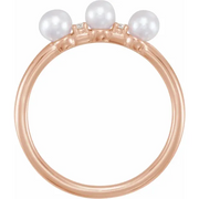 14K Rose Freshwater Cultured Pearl & .03 CTW Diamond Stackable Ring-