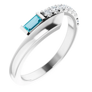 14K White London Blue Topaz & 1/6 CTW Diamond Bypass Ring-