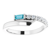 14K White London Blue Topaz & 1/6 CTW Diamond Bypass Ring-
