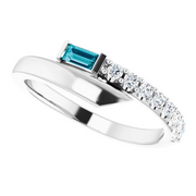 14K White London Blue Topaz & 1/6 CTW Diamond Bypass Ring-